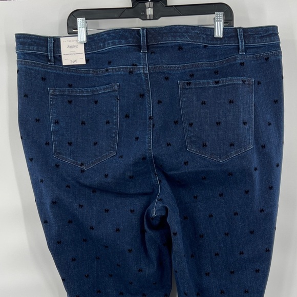 Talbots high waist skinny leg ankle pants blue jeans jegging flocked bows 24W - Picture 5 of 11